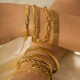Gold Titan Stahl Kette Schlange Knochen Armbänder